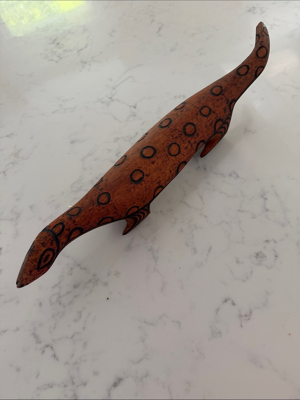 Australian Aboriginal hand-carved wood goanna lizard figurine vintage